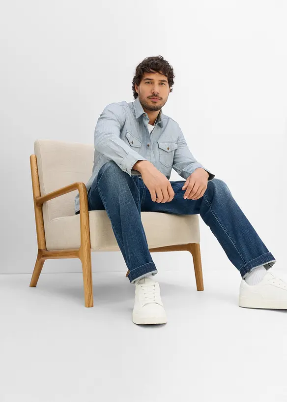 Camicia in jeans in puro cotone a maniche lunghe, bonprix
