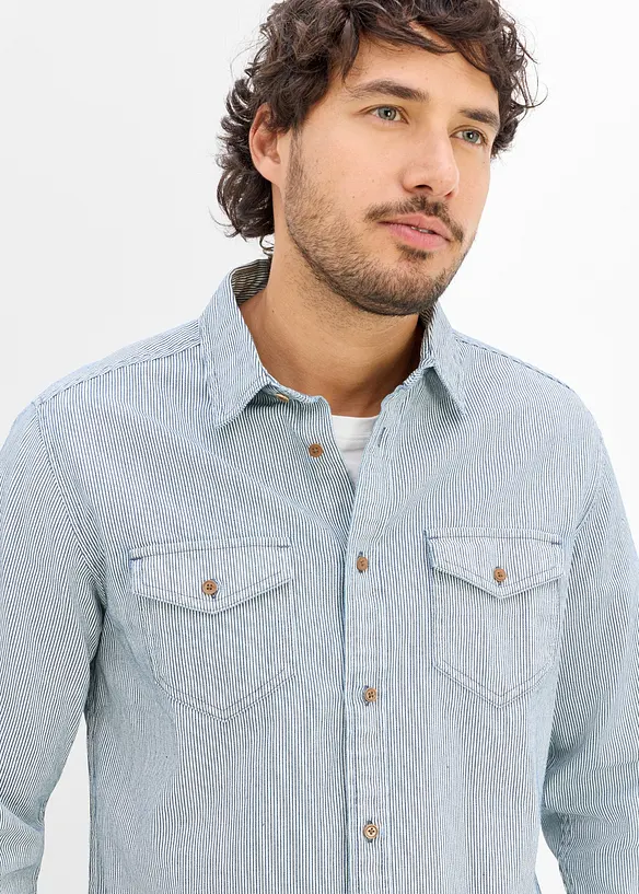 Camicia in jeans in puro cotone a maniche lunghe, bonprix