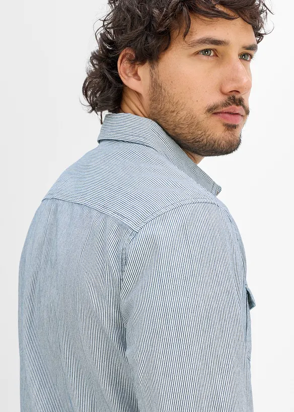Camicia in jeans in puro cotone a maniche lunghe, bonprix