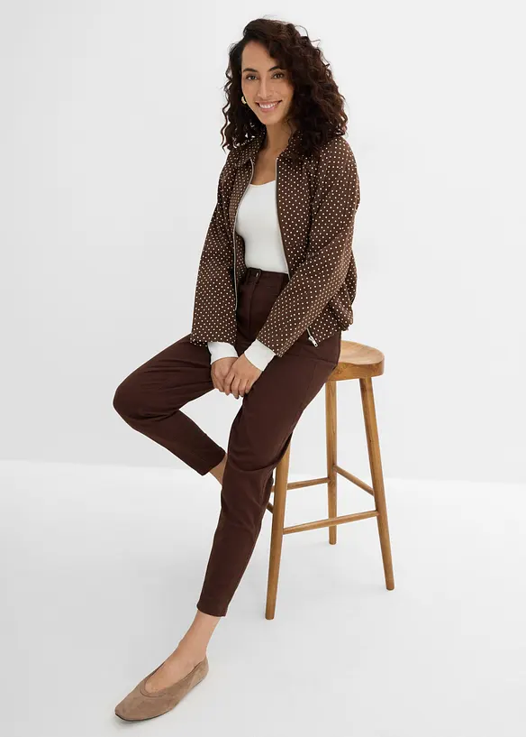 Pantaloni  mom a vita alta in twill, bonprix