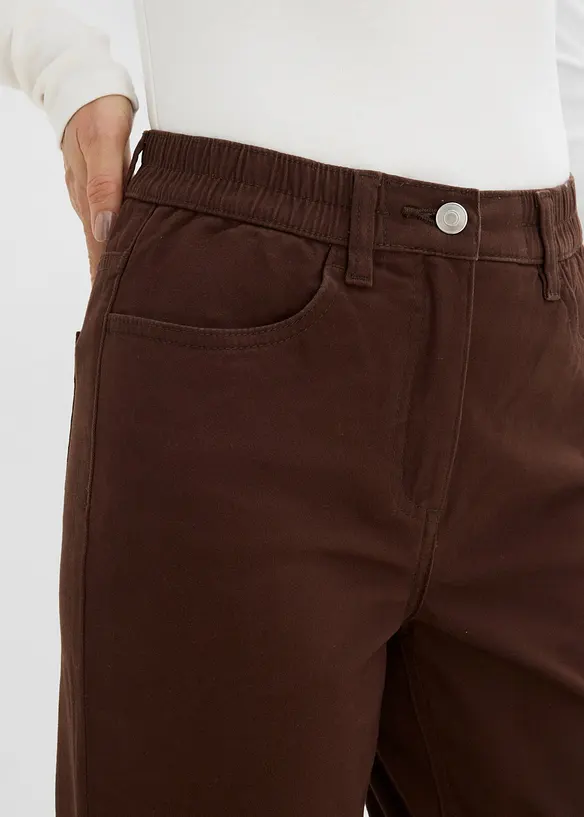 Pantaloni  mom a vita alta in twill, bonprix