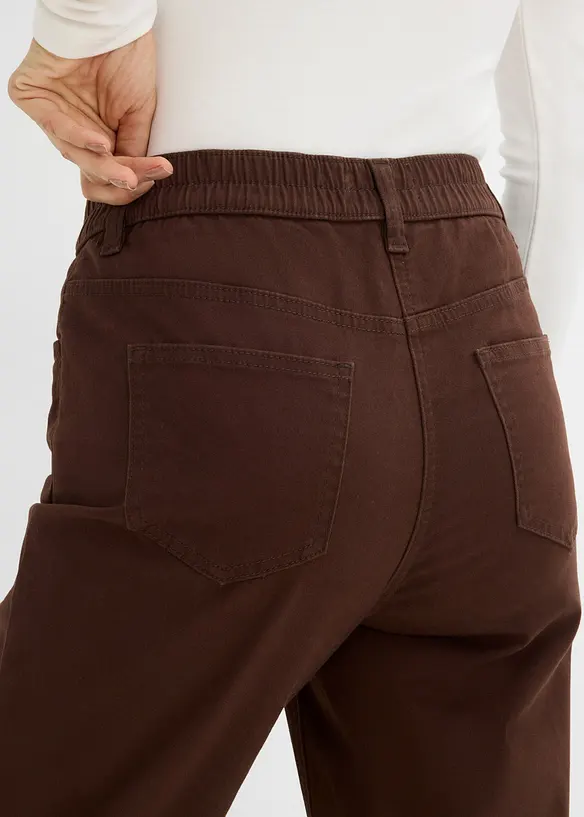 Pantaloni  mom a vita alta in twill, bonprix
