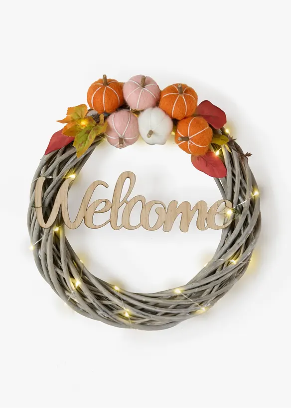 Ghirlanda da porta con zucche e LED, bonprix
