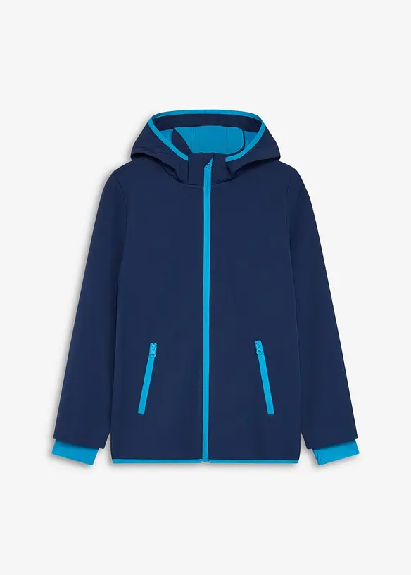 Softshell antivento con cappuccio staccabile, bonprix