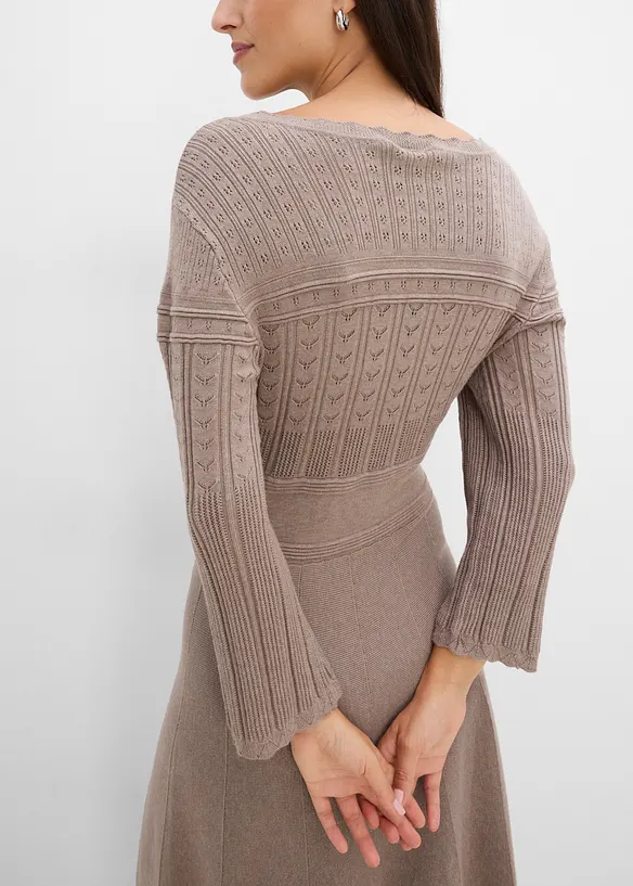 Abito in maglia con motivo traforato, bonprix