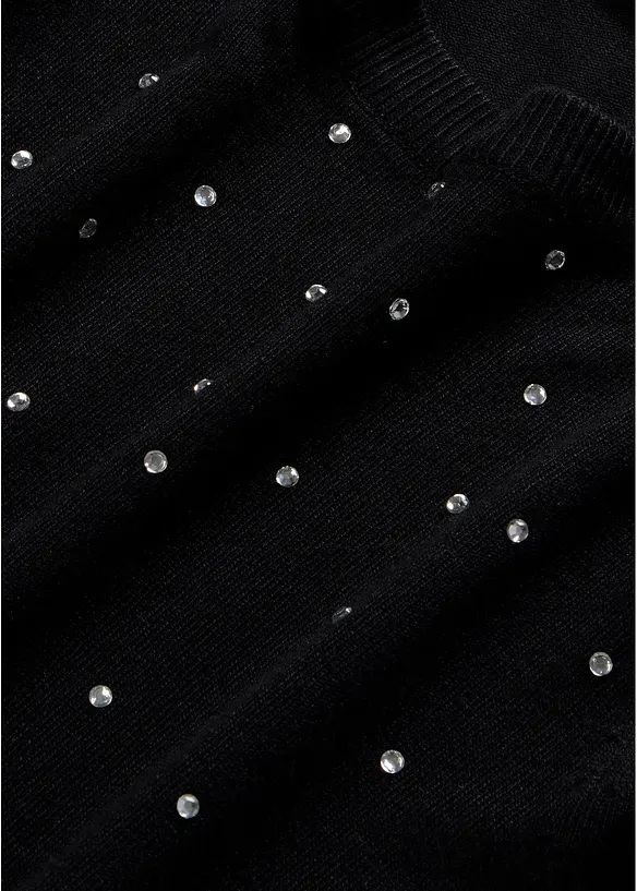 Maglione lungo con strass, bonprix