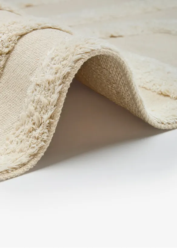 Tappeto in cotone con struttura a rilievo e frange, bonprix