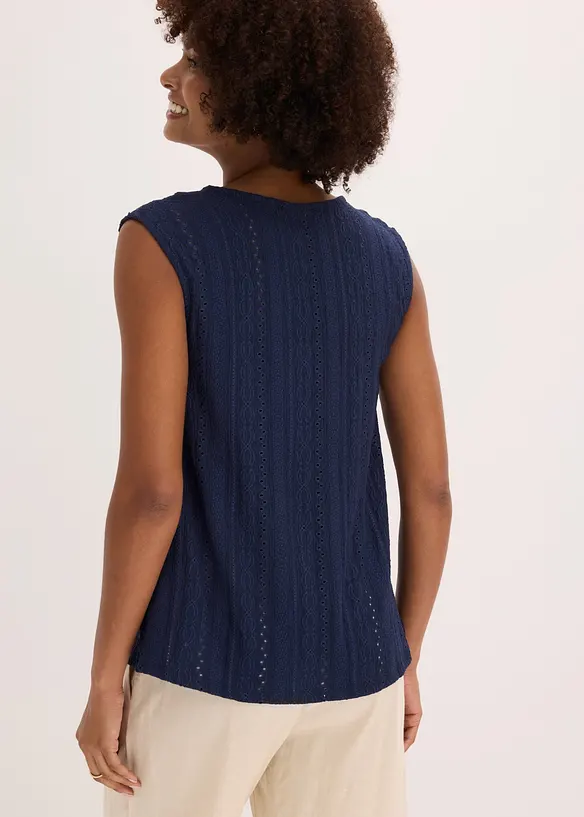 Top con ricami traforati, bonprix