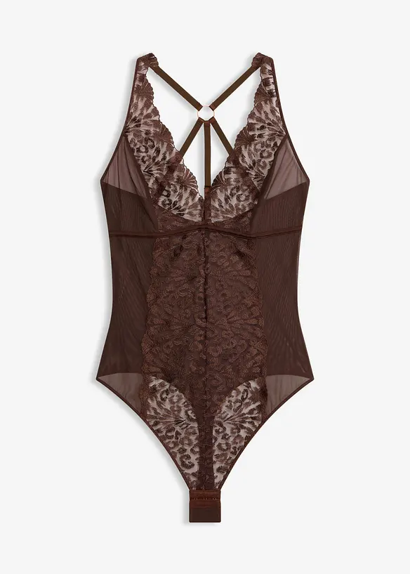 Body con perizoma e raffinato ricamo, senza ferretto, bonprix