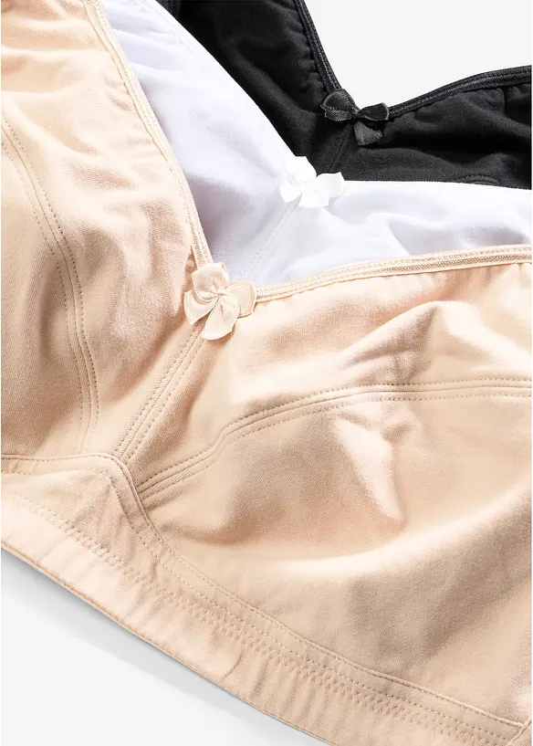 Reggiseno senza ferretto con cotone (pacco da 3), bonprix