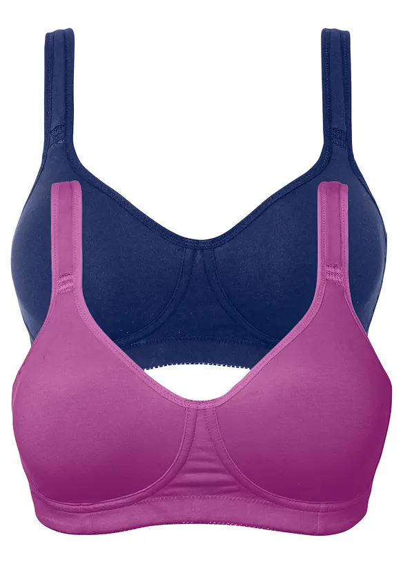 Reggiseno t-shirt senza ferretto con cotone (pacco da 2), bonprix