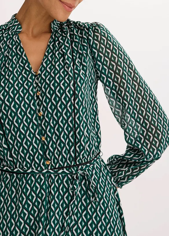 Abito di chiffon con rifiniture a contrasto, bonprix