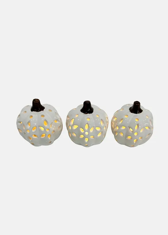 Set di 3 zucche decorative a LED con intagli ornamentali (pacco da 3), bonprix