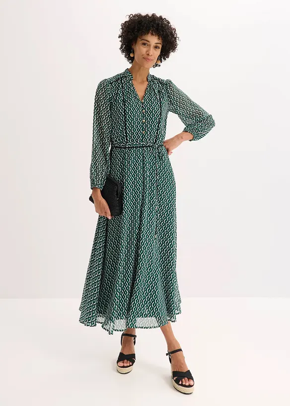 Abito di chiffon con rifiniture a contrasto, bonprix