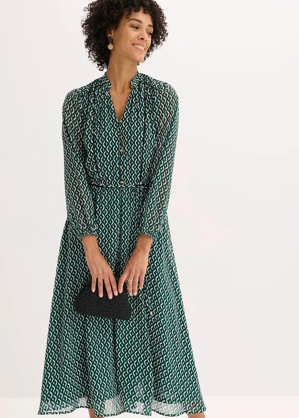 Abito di chiffon con rifiniture a contrasto, bonprix