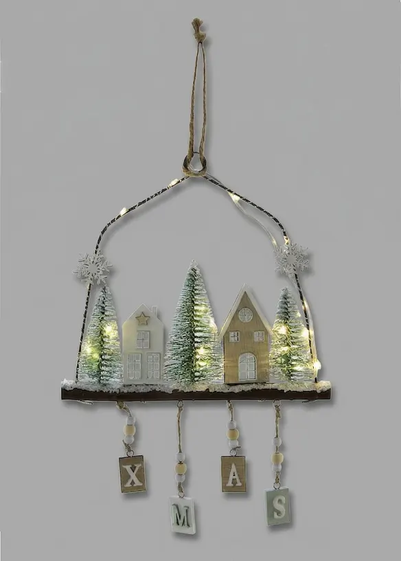 Decorazione da appendere LED con alberi e case, bonprix