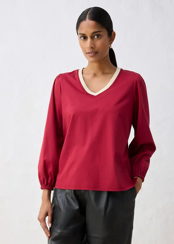 Maglia a maniche lunghe in misto cotone-seta, bonprix