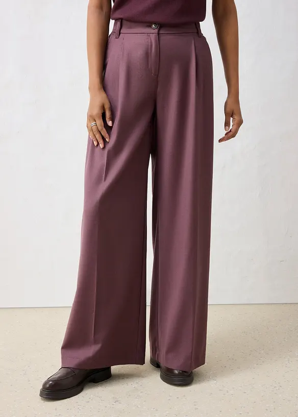 Pantaloni casual con pinces in morbido misto lana, bonprix