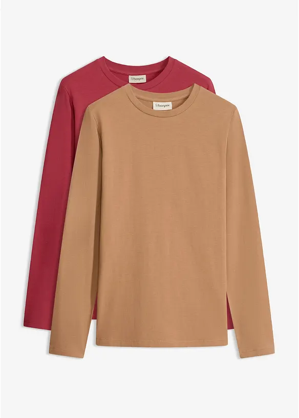 Maglia slim fit con puro cotone biologico (pacco da 2), bonprix