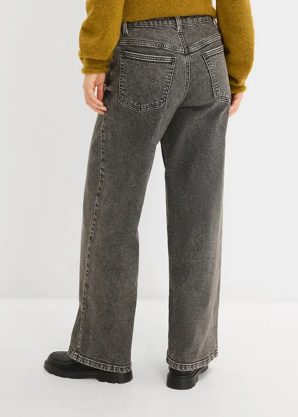 Jeans wide leg, vita media, bonprix