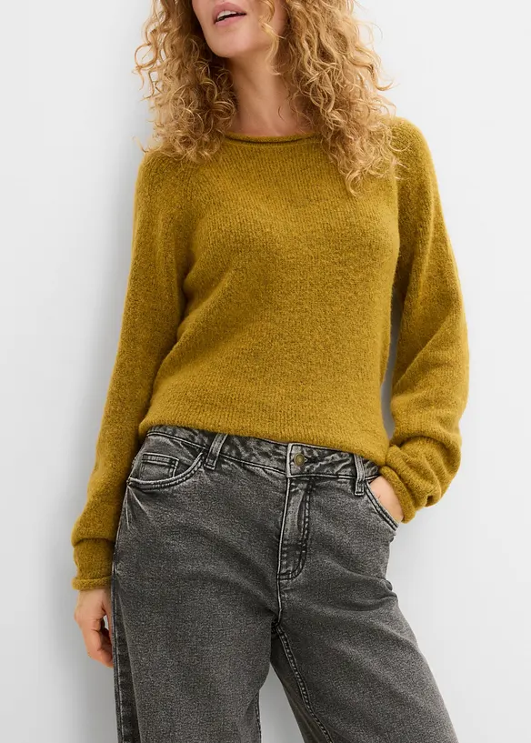 Jeans wide leg, vita media, bonprix