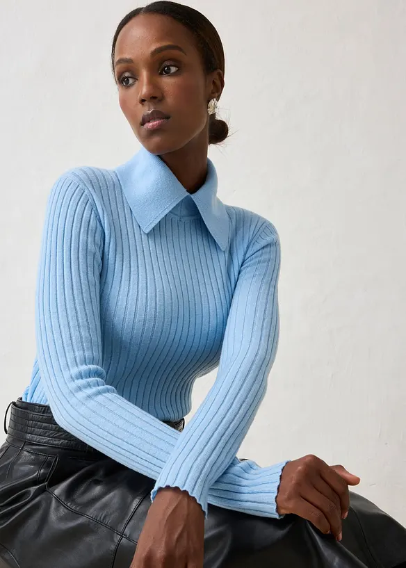Maglione in filato fine di lana merino, bonprix