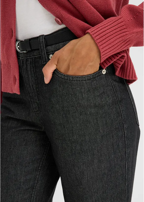 Jeans straight, vita media, bonprix