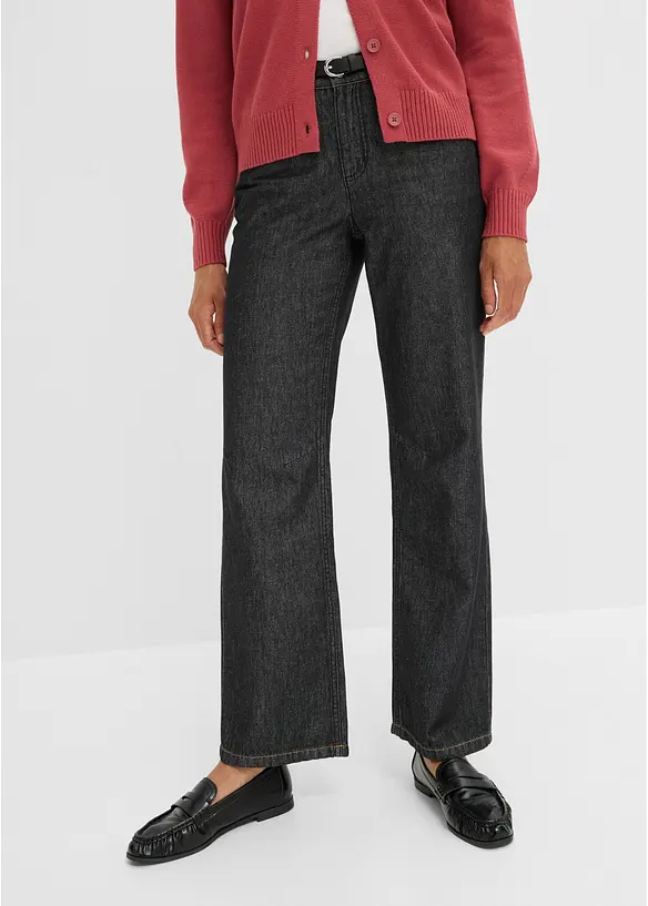 Jeans straight, vita media, bonprix