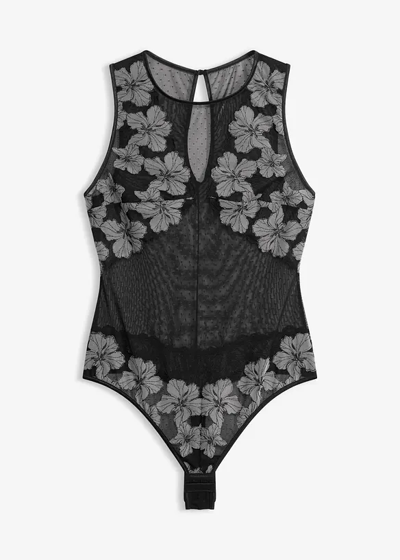 Body con perizoma e ricami raffinati, bonprix