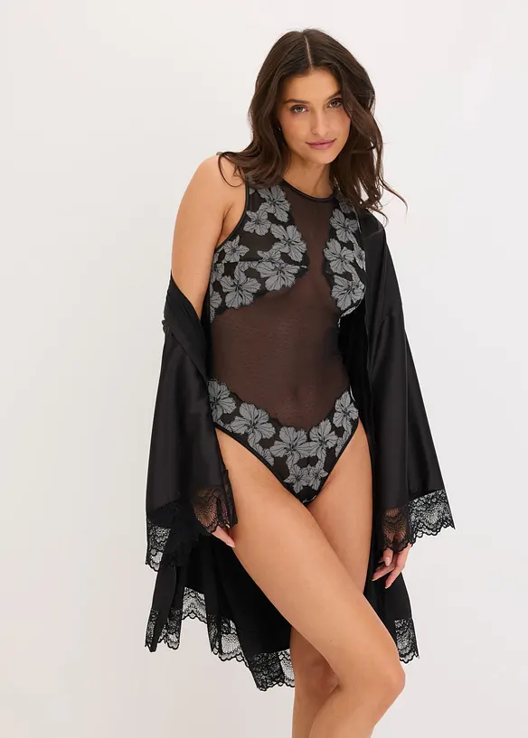 Body con perizoma e ricami raffinati, bonprix