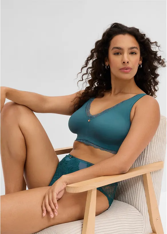 Bralette minimizer senza ferretto con pizzo delicato, bonprix