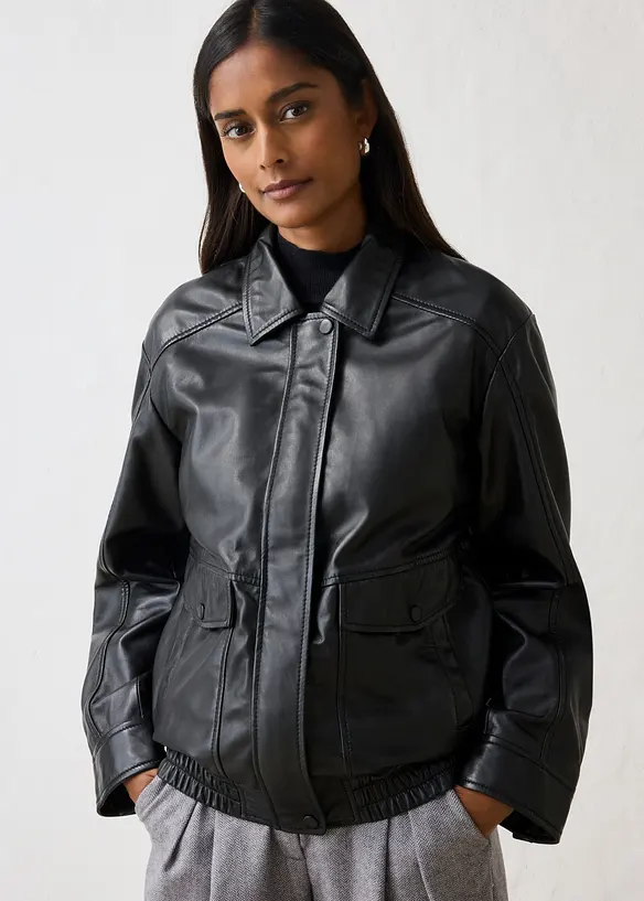 Bomber oversize in nappa d'agnello, bonprix