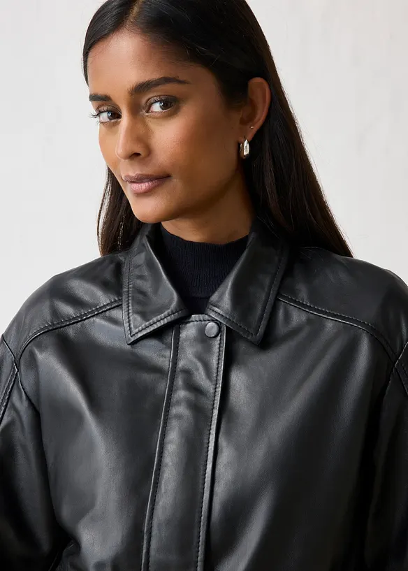 Bomber oversize in nappa d'agnello, bonprix