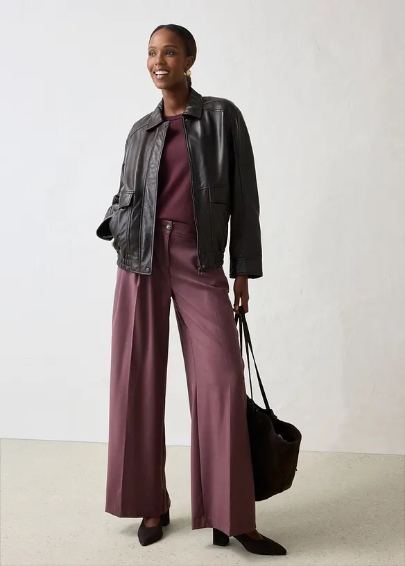 Bomber oversize in nappa d'agnello, bonprix