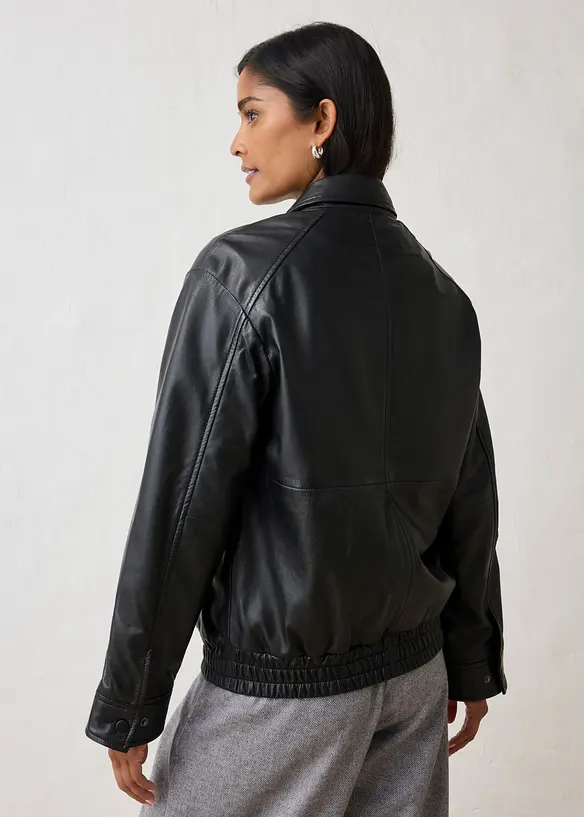 Bomber oversize in nappa d'agnello, bonprix