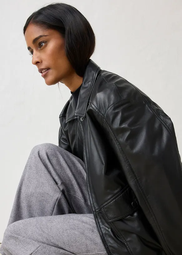 Bomber oversize in nappa d'agnello, bonprix
