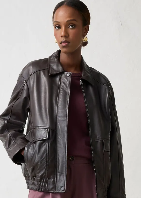 Bomber oversize in nappa d'agnello, bonprix