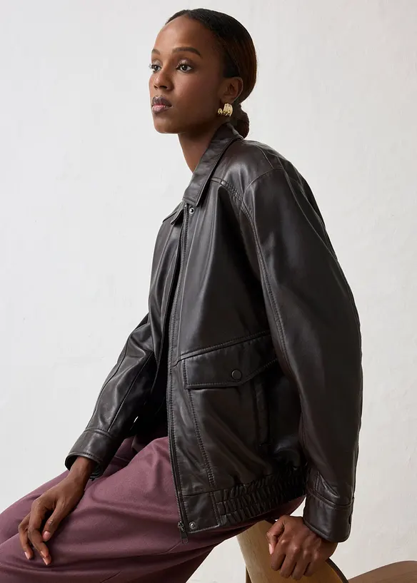 Bomber oversize in nappa d'agnello, bonprix