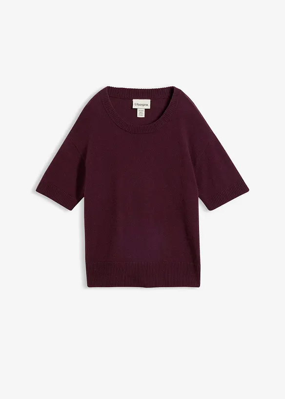Maglione oversize a maniche corte in misto lana, bonprix