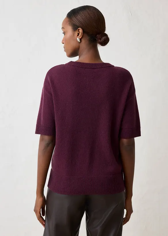 Maglione oversize a maniche corte in misto lana, bonprix