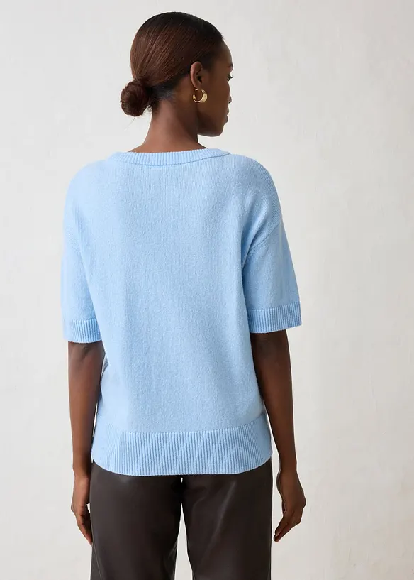 Maglione oversize a maniche corte in misto lana, bonprix
