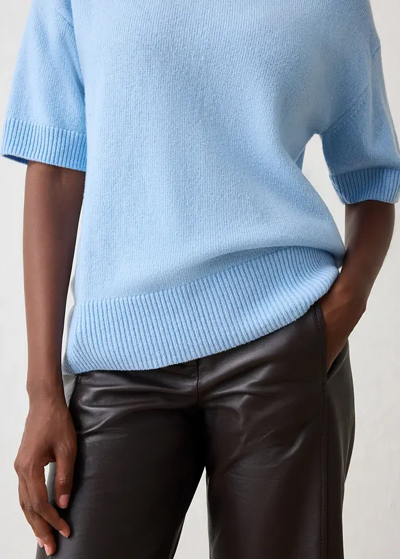 Maglione oversize a maniche corte in misto lana, bonprix