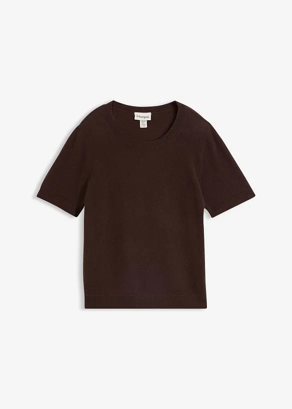 Maglione a maniche corte in puro cachemire con Good Cashmere Standard&reg;, bonprix