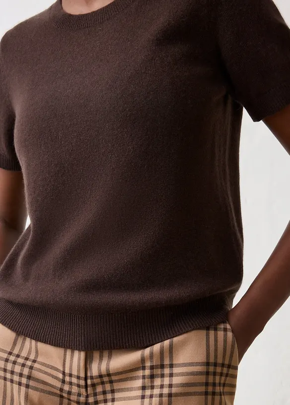 Maglione a maniche corte in puro cachemire con Good Cashmere Standard&reg;, bonprix