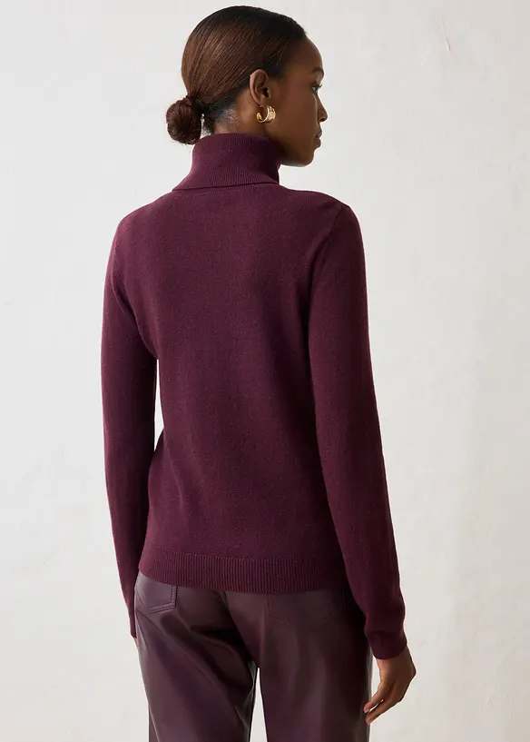Maglione a collo alto in misto cachemire morbido con Good Cashmere Standard&reg;, bonprix