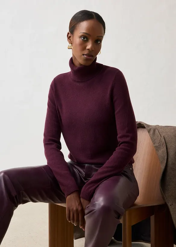 Maglione a collo alto in misto cachemire morbido con Good Cashmere Standard&reg;, bonprix