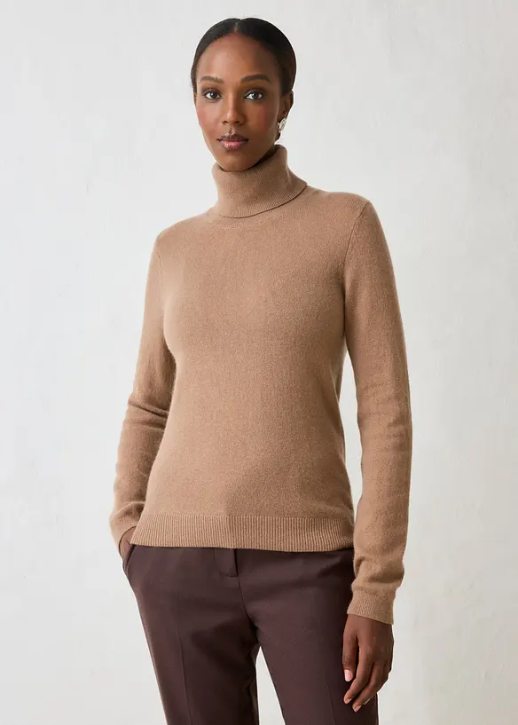 Maglione a collo alto in misto cachemire morbido con Good Cashmere Standard&reg;, bonprix