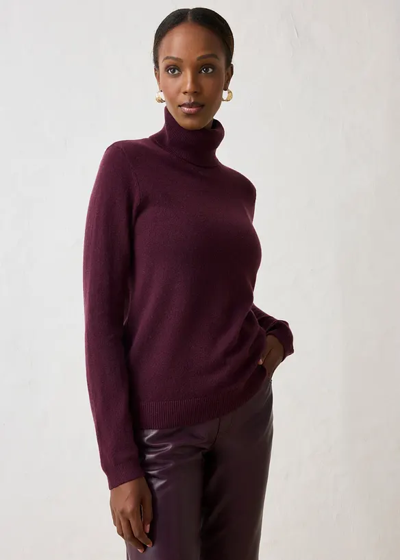 Maglione a collo alto in misto cachemire morbido con Good Cashmere Standard&reg;, bonprix