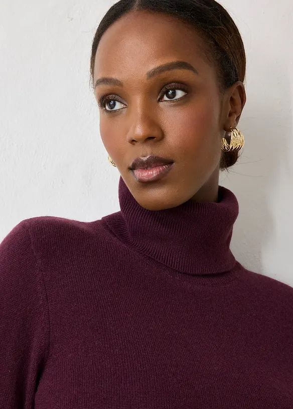 Maglione a collo alto in misto cachemire morbido con Good Cashmere Standard&reg;, bonprix