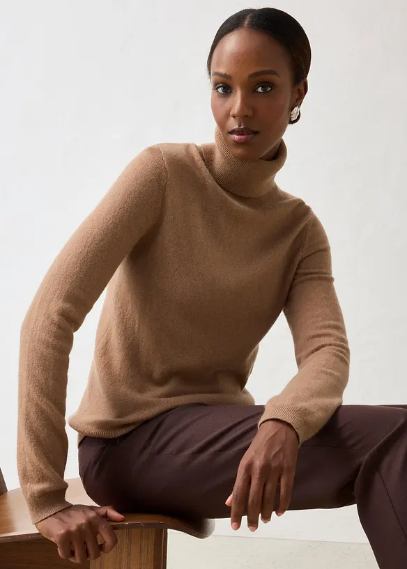 Maglione a collo alto in misto cachemire morbido con Good Cashmere Standard&reg;, bonprix